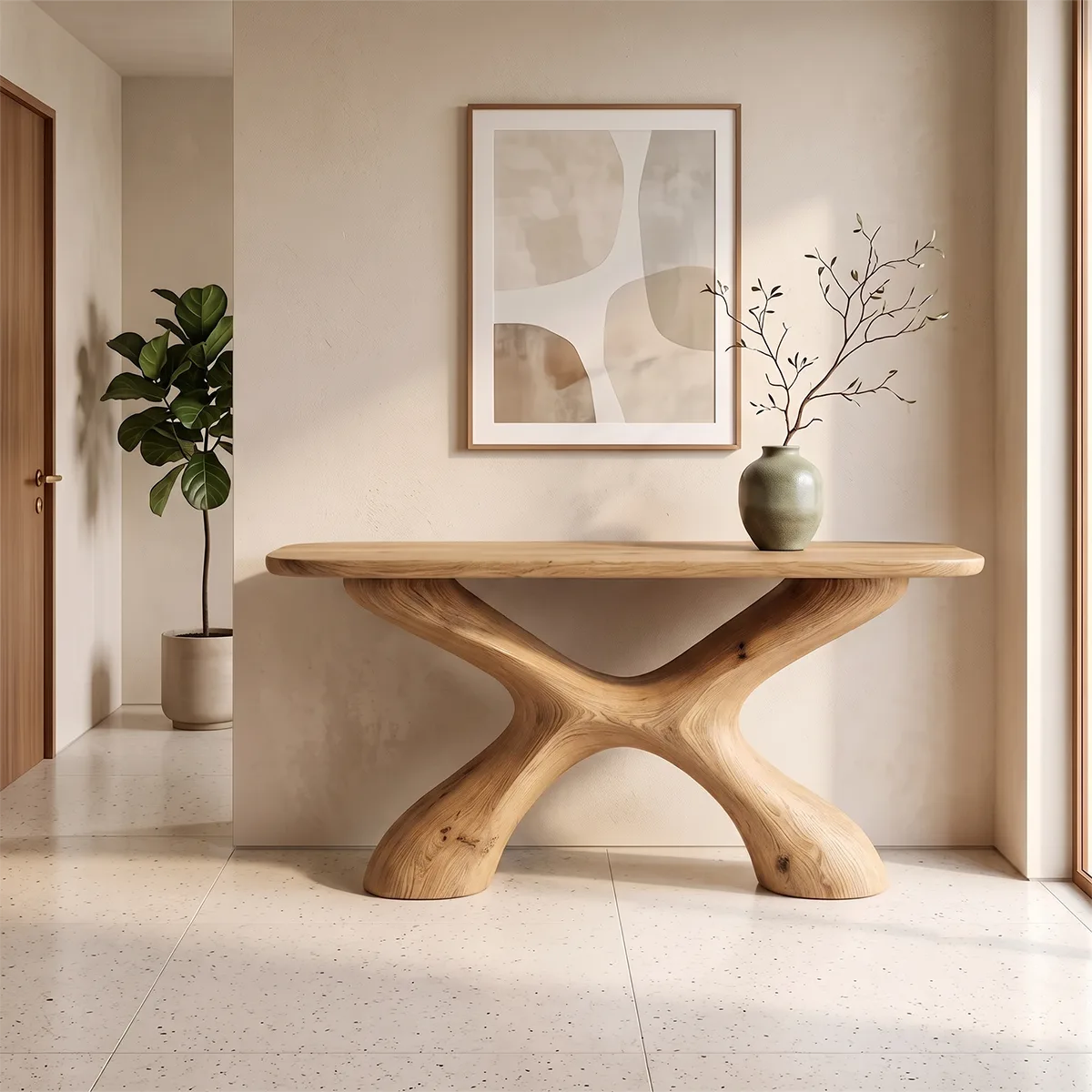Modern Organic Console Table | Sculptural Entryway Hallway Accent Table TH003-7169