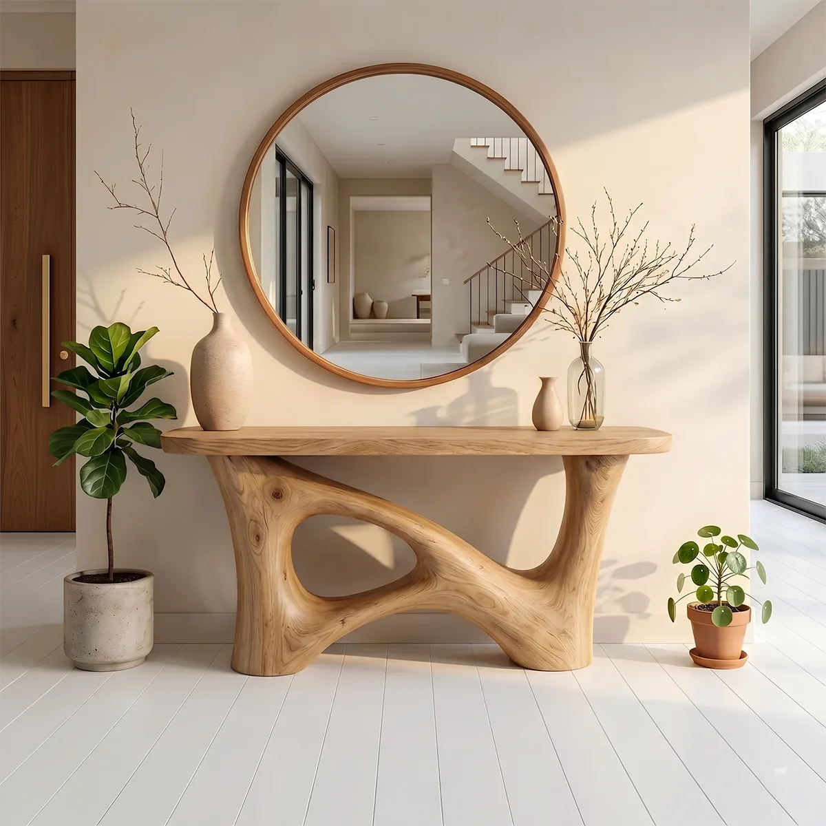 Organic Modern Wood Console Table | Sculptural Entryway Table