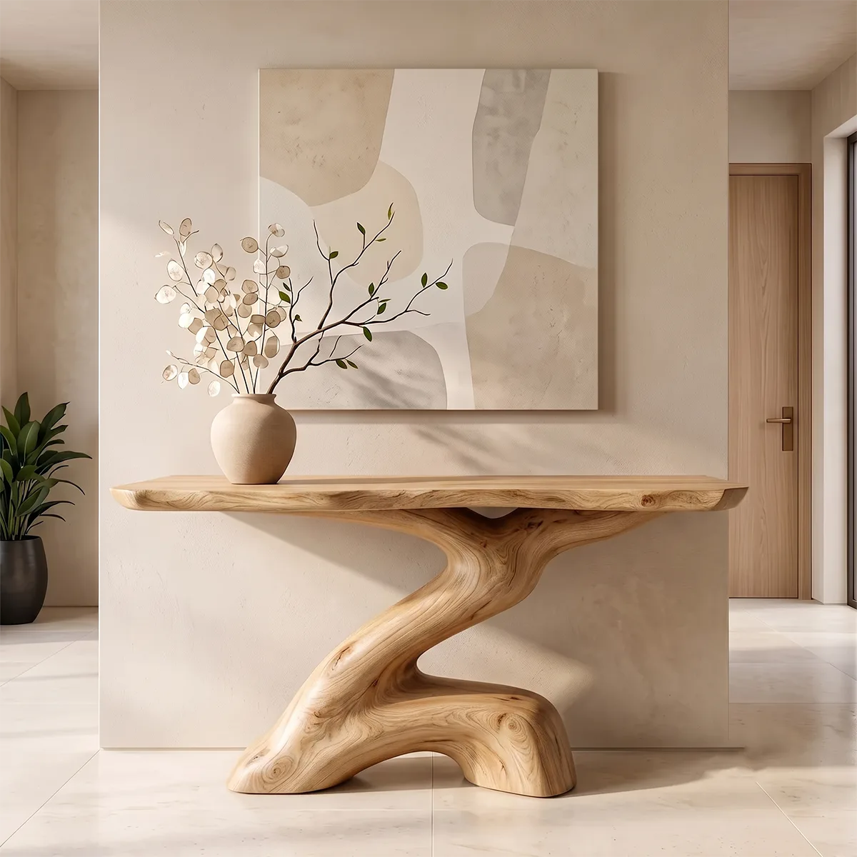 Modern Organic Console Table | Sculptural Entryway Hallway Accent Table TH003-3918
