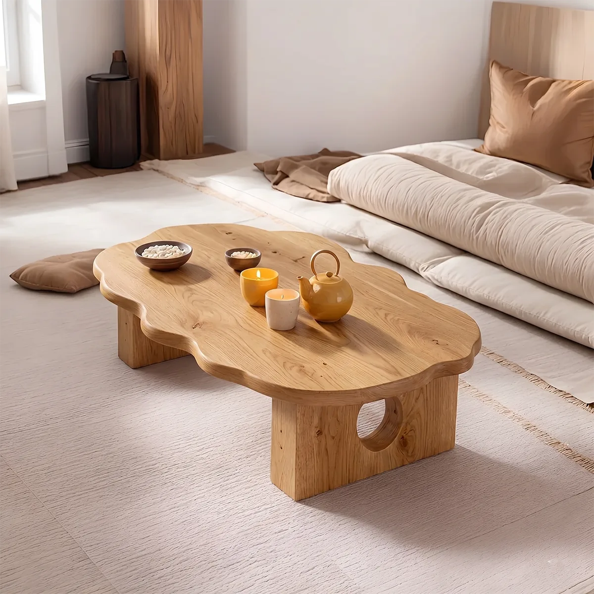 Modern Solid Wood Organic Low Floor Table