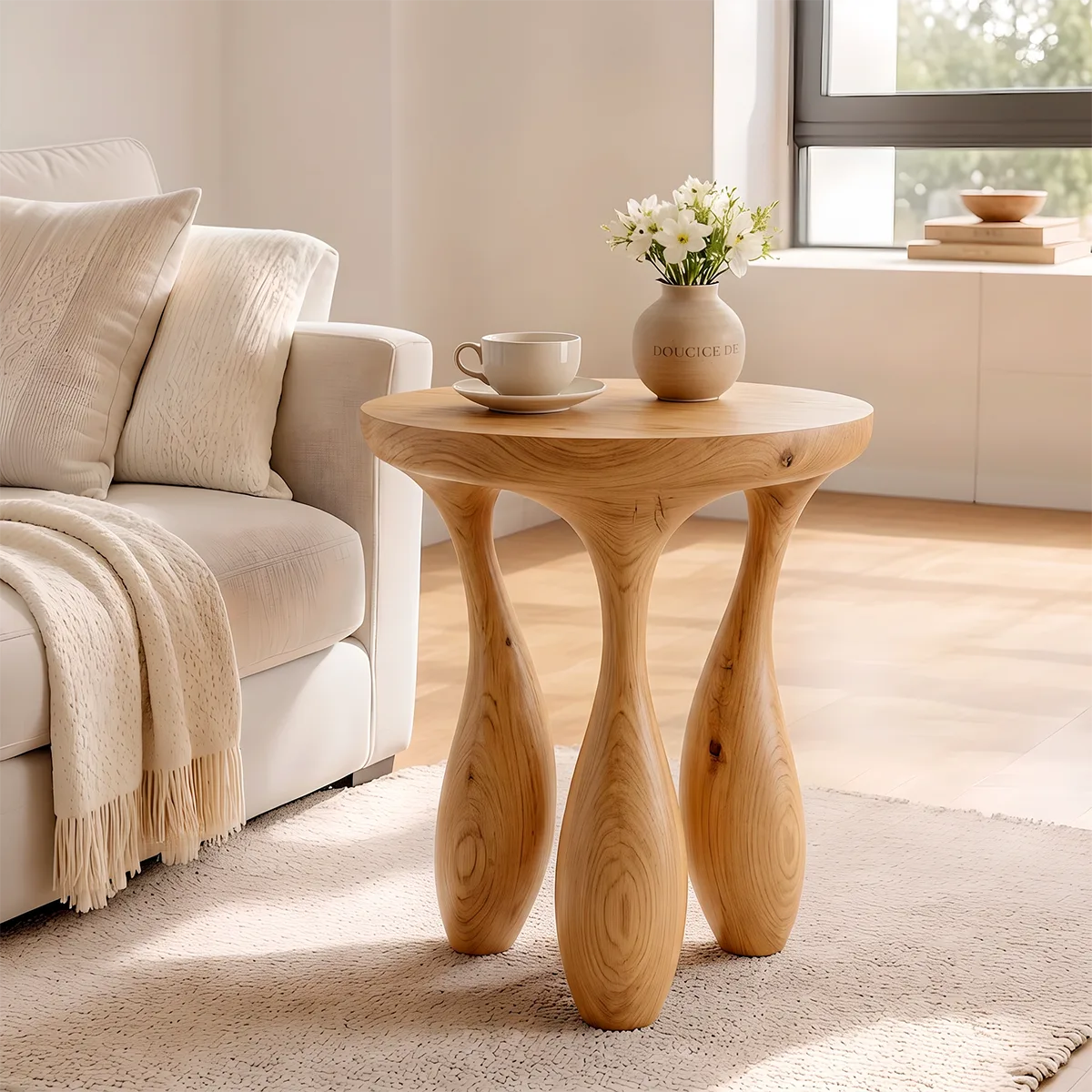 Modern Round End Table | Sculptural Four-Leg Accent Side Table HG021-1610