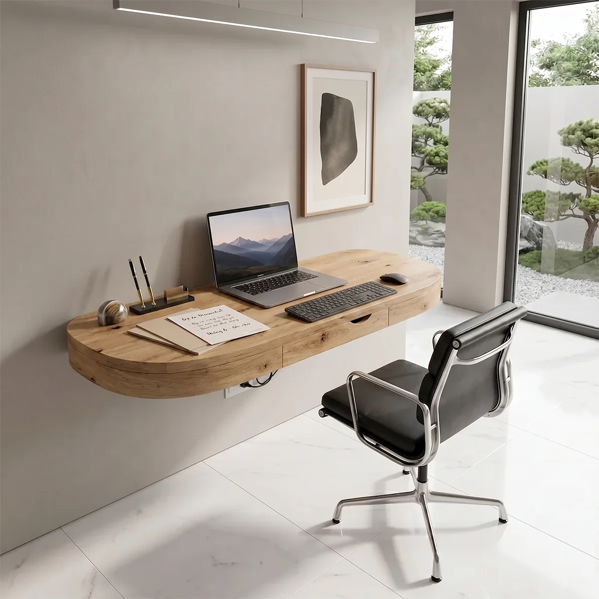 Floating Wall Desk with Drawer | Modern Space-Saving Office Desk TH003-5472