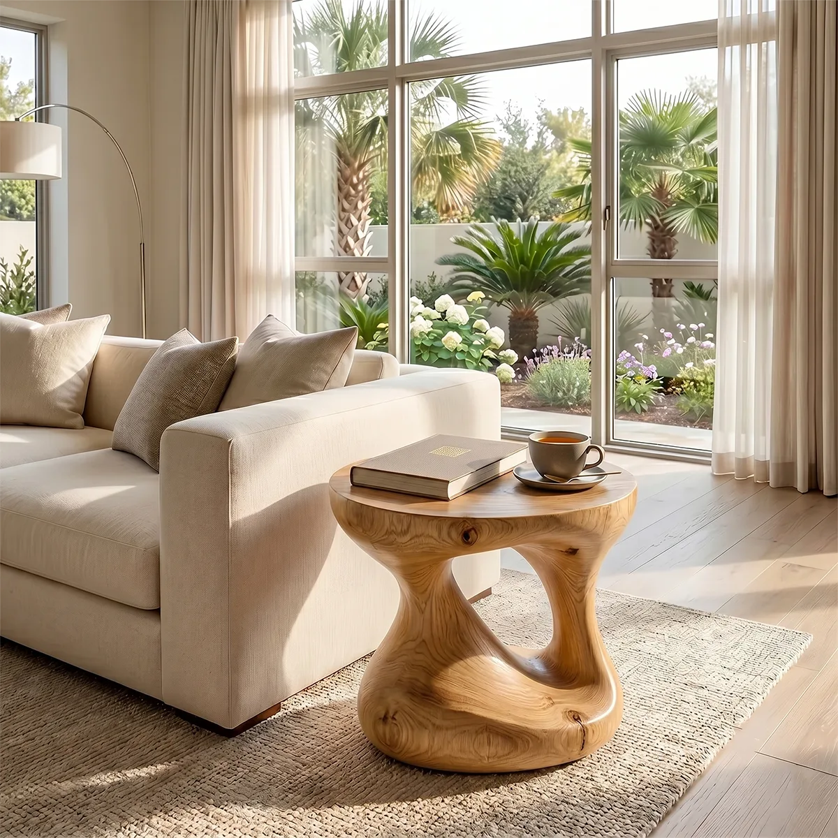 Organic Sculptural End Table with Fluid Open-Center Design TH003-2907