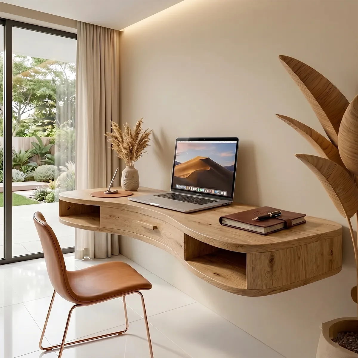 Curved Floating Desk | Modern Wall Mounted Home Office Desk TH003-1100