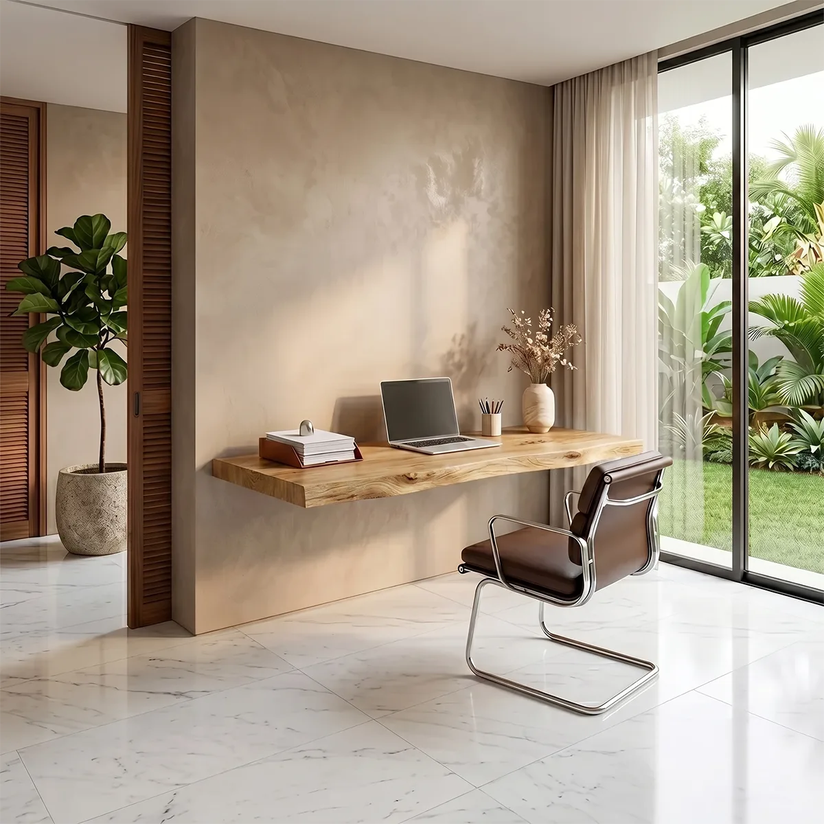 Live Edge Floating Desk | Modern Wall Mounted Home Office Desk TH003-4186