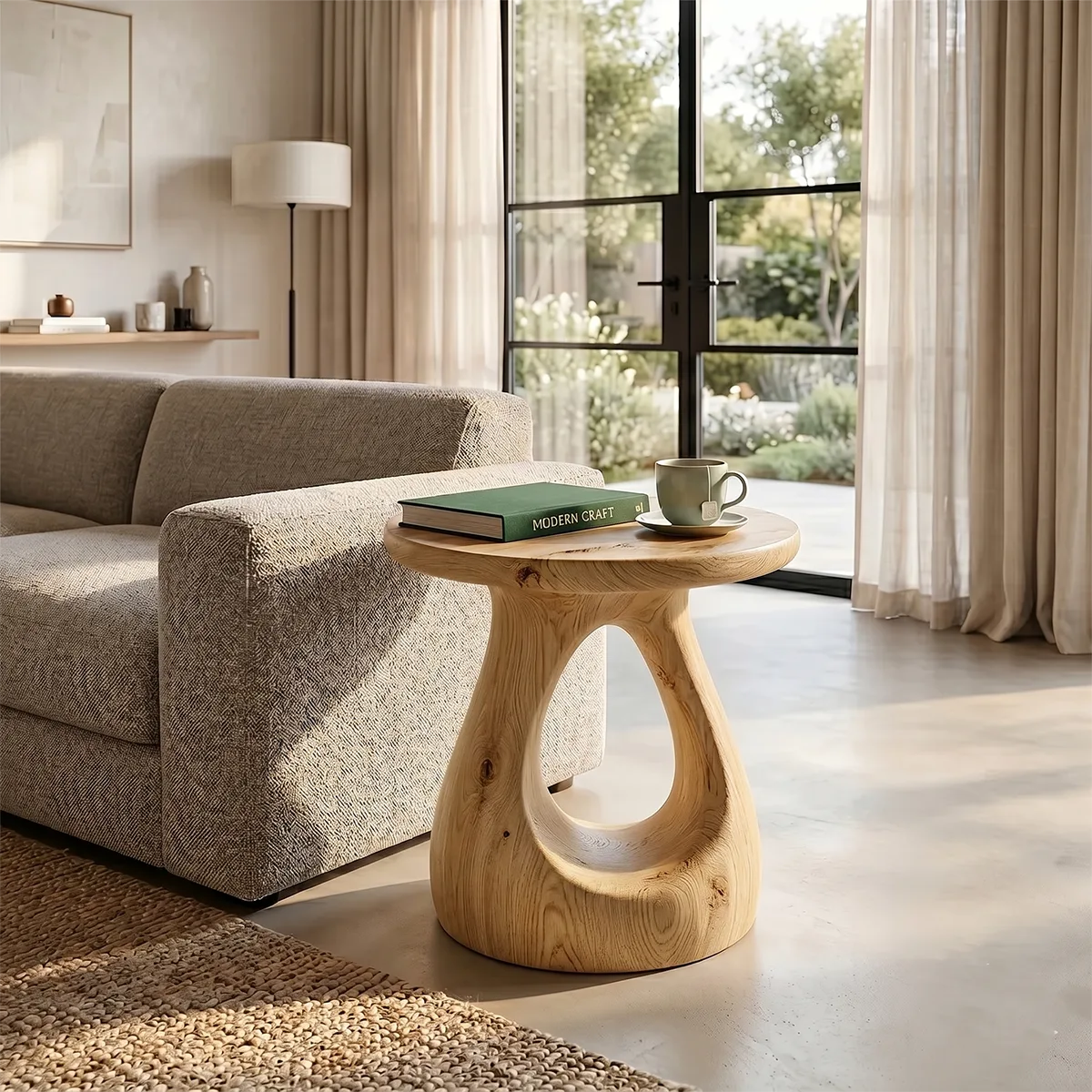 Modern Sculptural End Table with Open Hollow Base TH003-8617