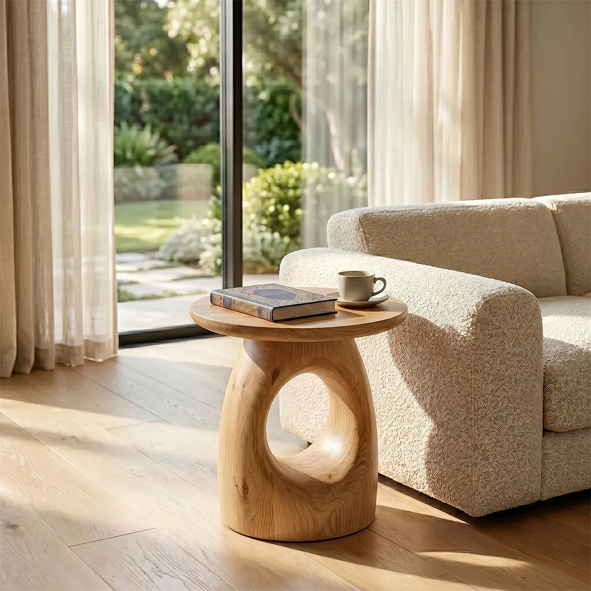Organic Hollow End Table, Modern Sculptural Side Table for Living Room TH003-7576