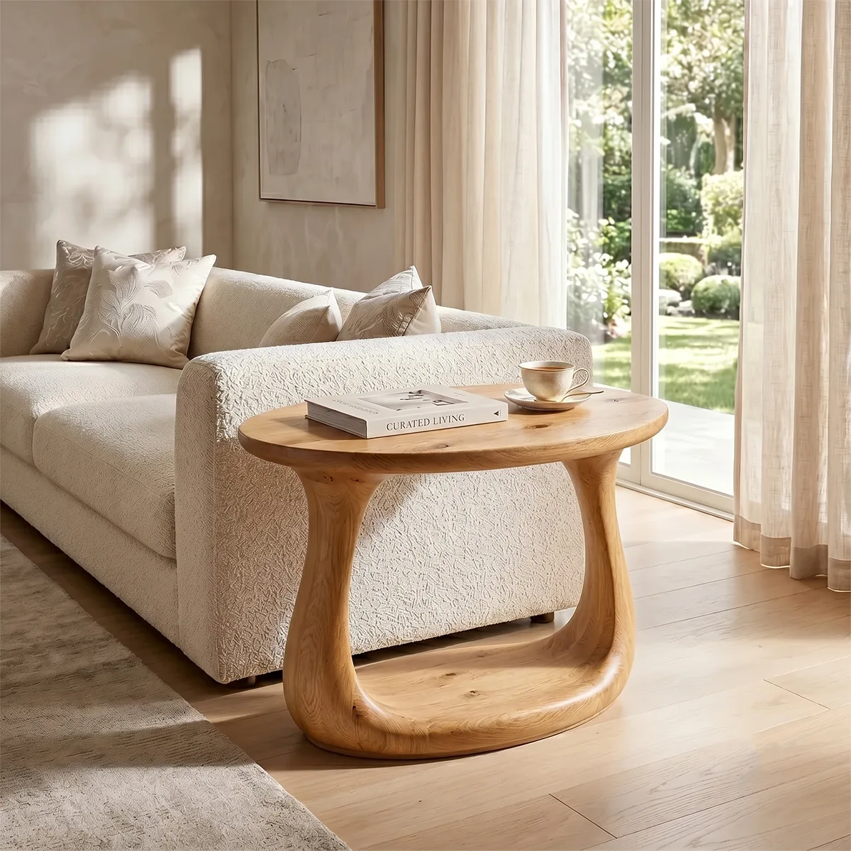 Modern Open Base End Table with Sculptural Curved Design TH003-3007