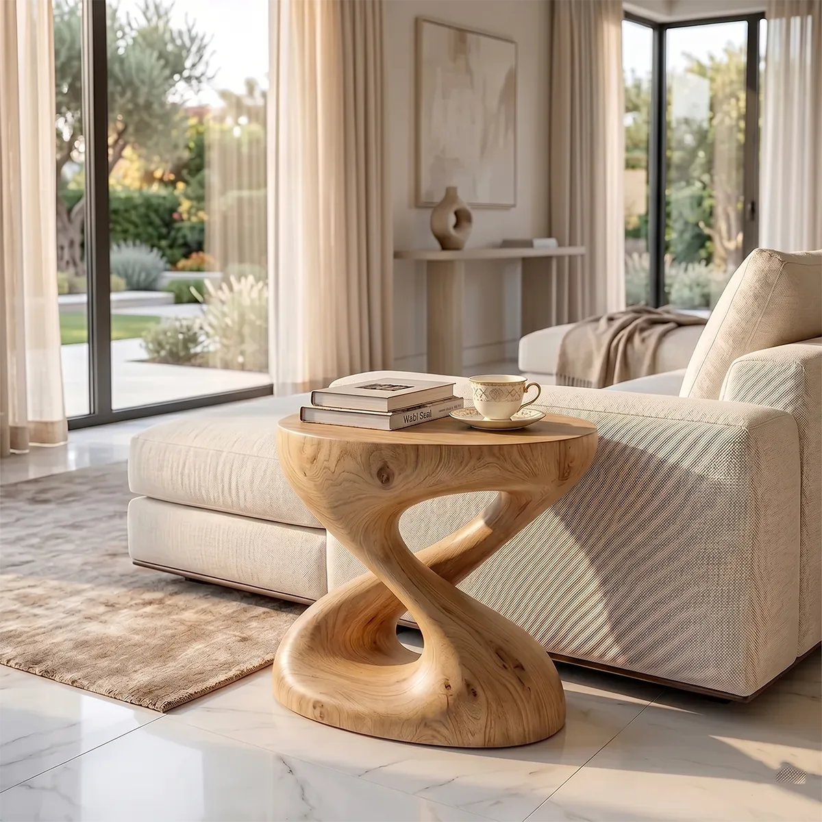 Infinity Twist Sculptural End Table, Modern Side Table for Living Room & Lounge Spaces TH003-6538