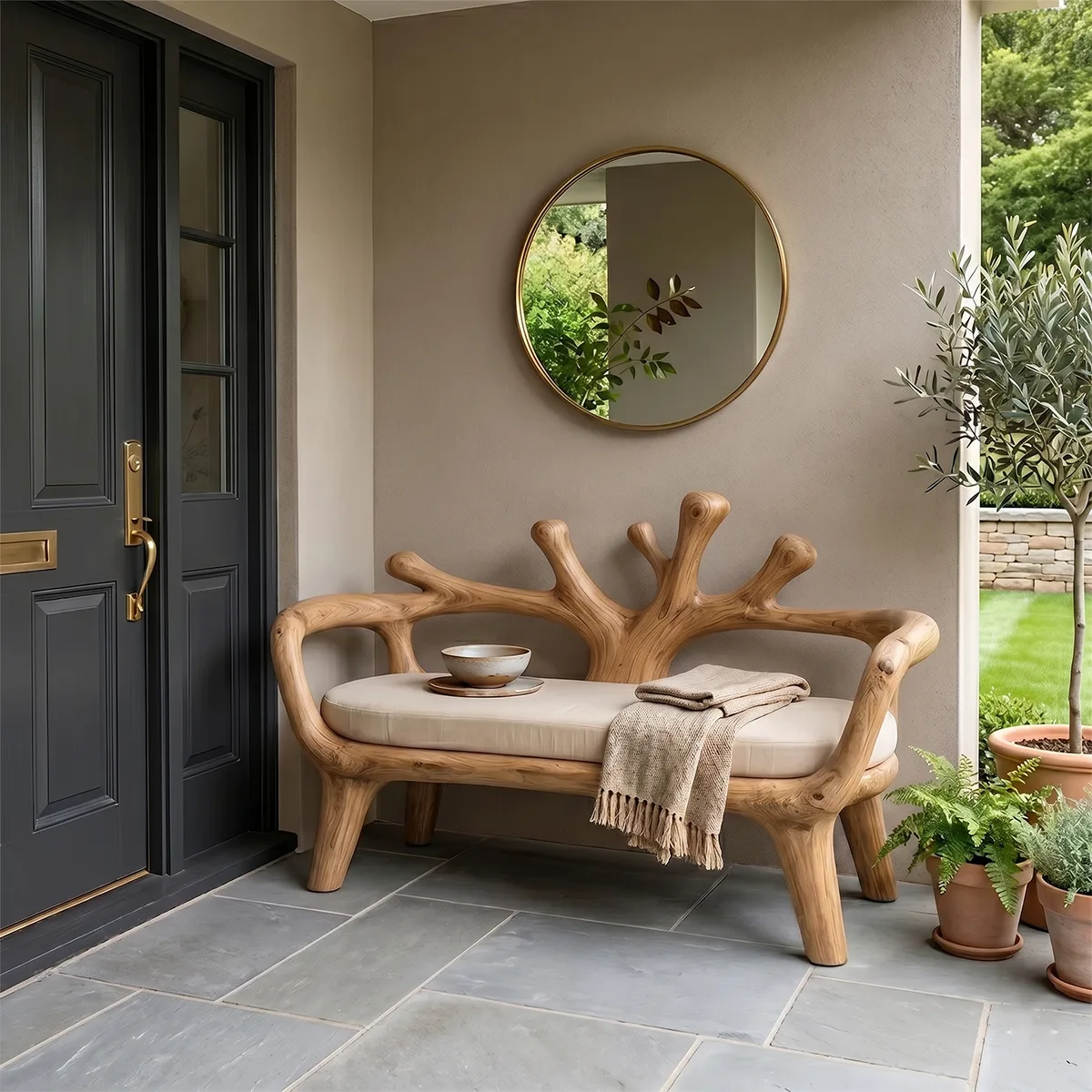 Tree Branch Accent Bench, Organic Sculptural Entryway Seating TH003-9301
