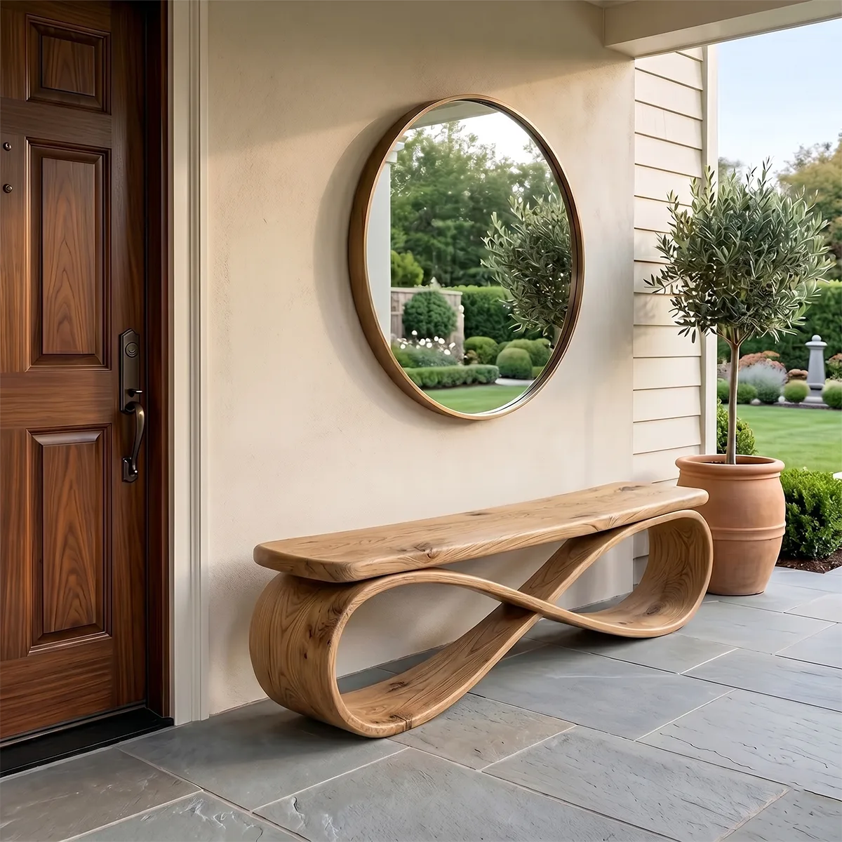 Infinity Loop Sculptural Bench with Flowing Contemporary Design TH003-7911