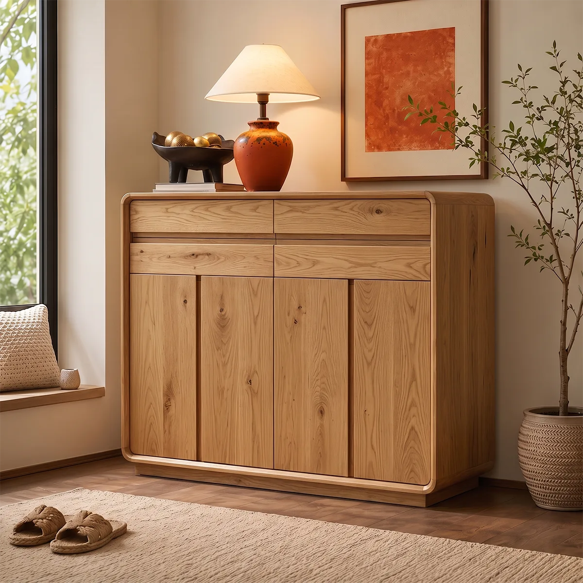 Modern Sideboard with Concealed Storage and Rounded Corners | Rounded Storage Cabinet HG021-9CNZ4OR