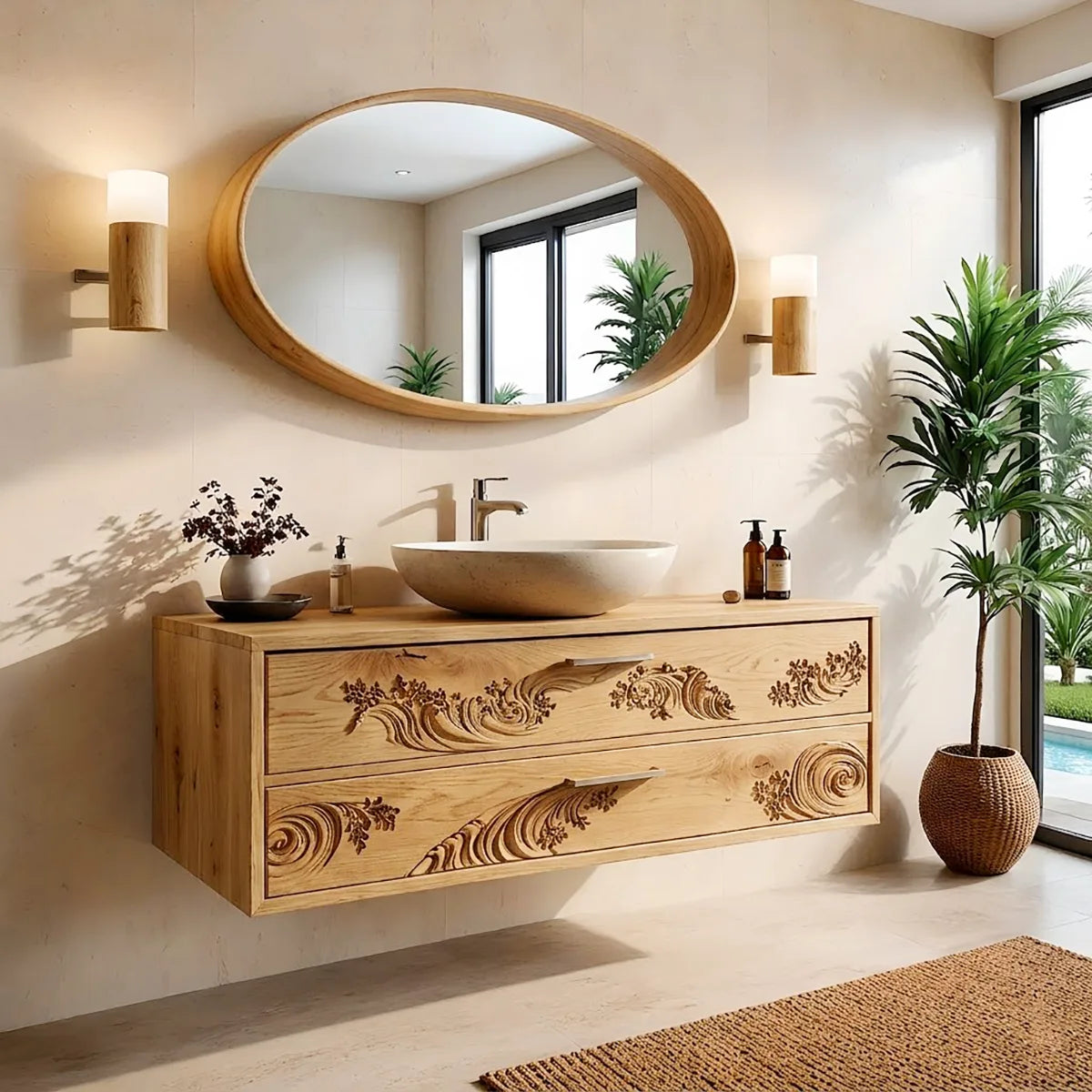 Floating Bathroom Vanity | Modern Decorative Wall Mounted Bathroom Cabinet HG021-2657