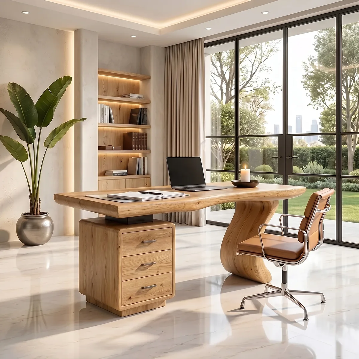 Luxury Executive Desk with Drawers | Modern Sculptural Office Furniture TH003-3343