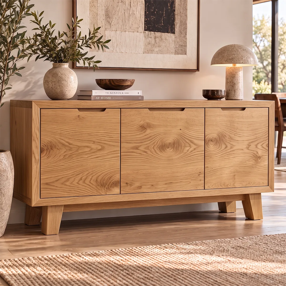 Modern 3-Panel Sideboard with Concealed Storage | Minimalist Living Room Storage Cabinet HG021-3CTB2ZR