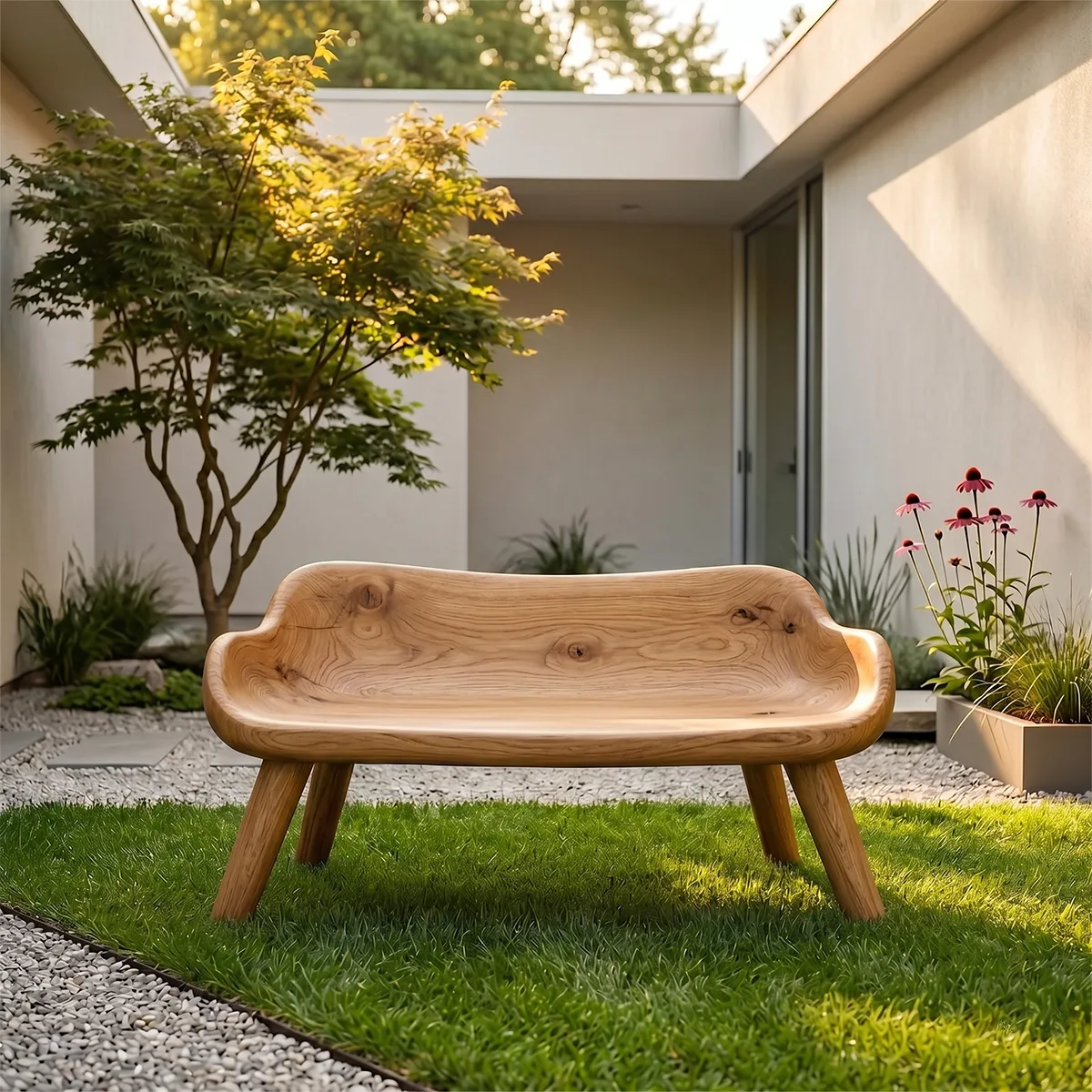 Organic Sculptural Garden Bench with Integrated Curved Backrest TH003-2560