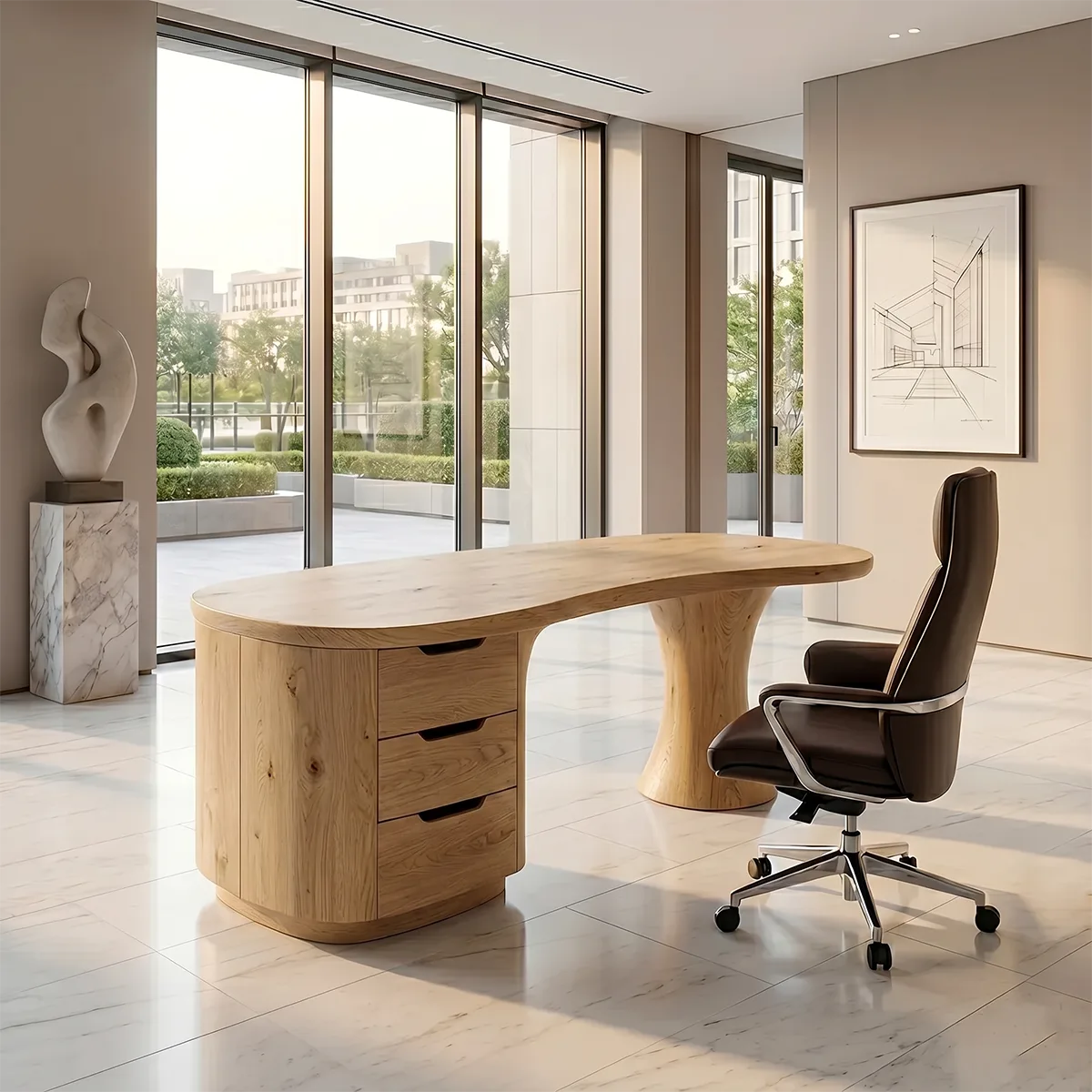 Contemporary Executive Desk | Luxury Office Desk with Drawers TH003-3284