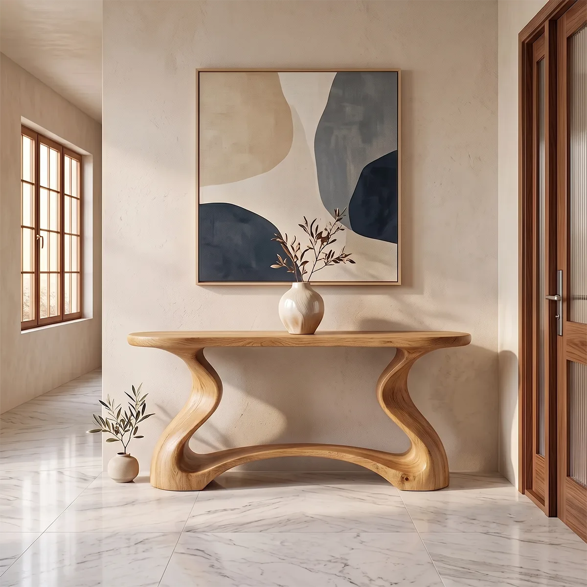 Modern Sculptural Console Table | Organic Entryway Hallway Accent Table TH003-7858
