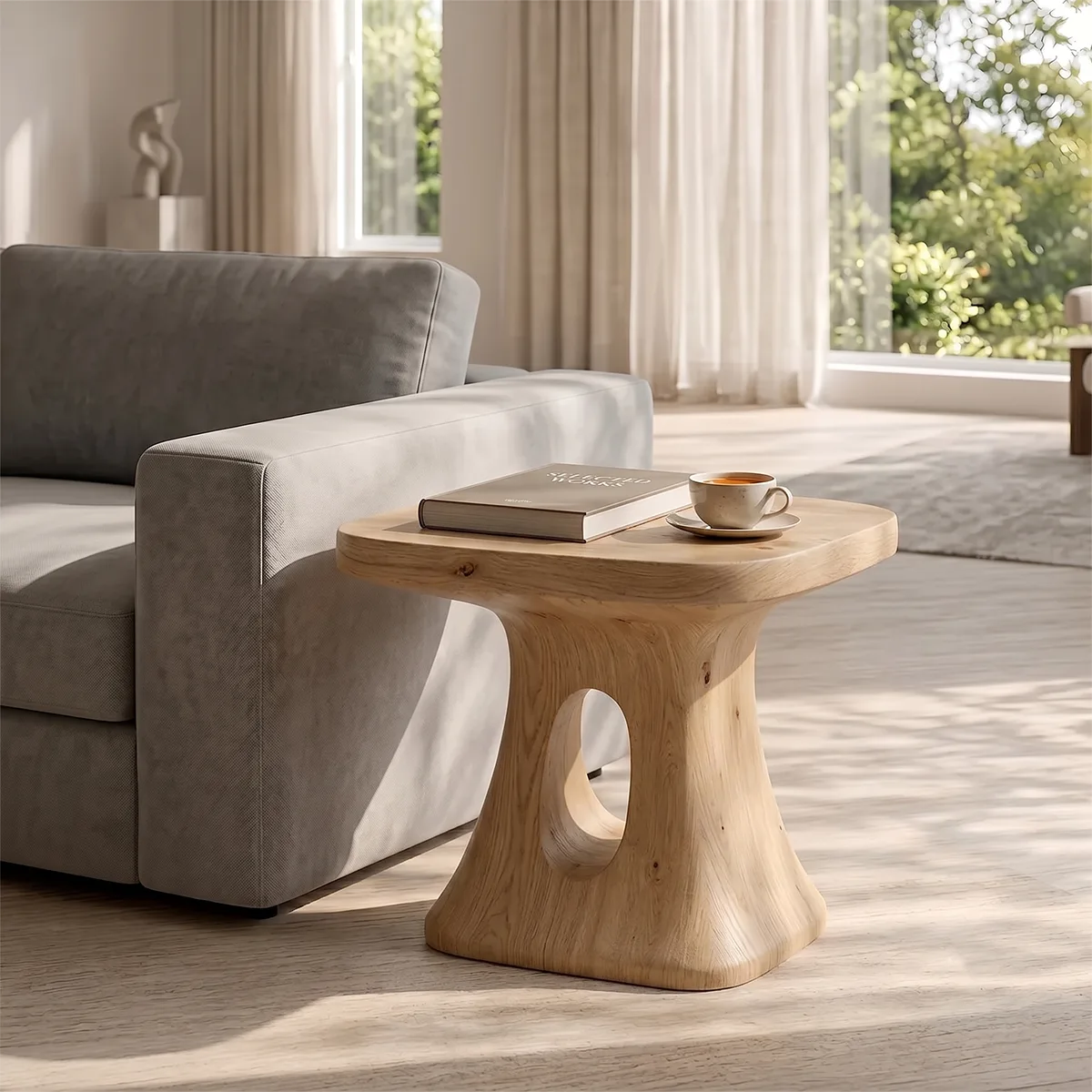 Modern Organic Side Table with Sculptural Open-Cut Base TH003-6097
