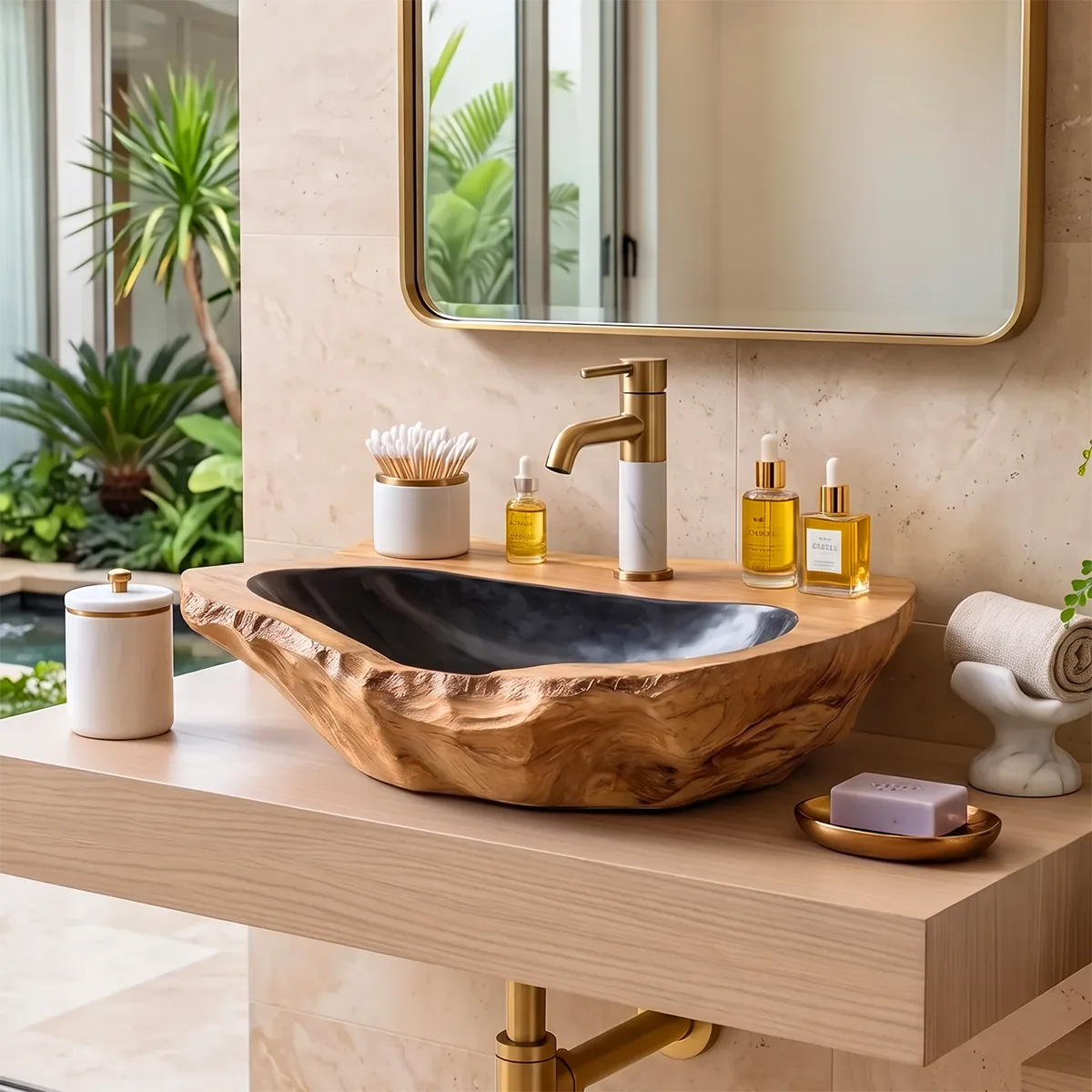 Organic Freeform Vessel Sink | Low Profile Sculptural Countertop Bathroom Basin TT006-8ICO8JB