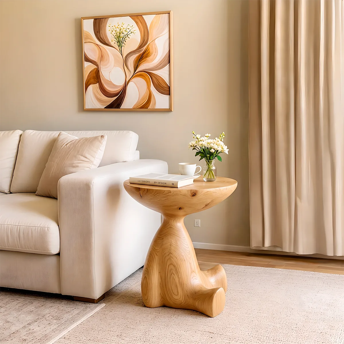 Modern Sculptural End Table | Organic Round Accent Side Table HG021-2912