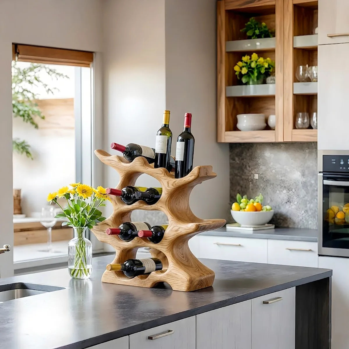 Solid Wood Tree Wine Rack | Handcrafted Bottle Holder HG021-5916