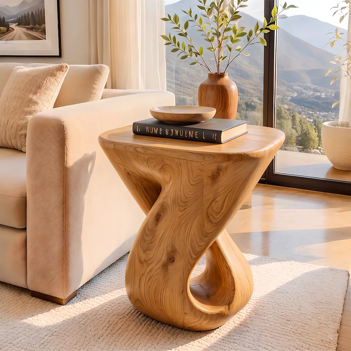 Sculptural Infinity Nightstand | Organic Modern Pedestal Bedside Table with Rounded Top HG021-6XTI9LI