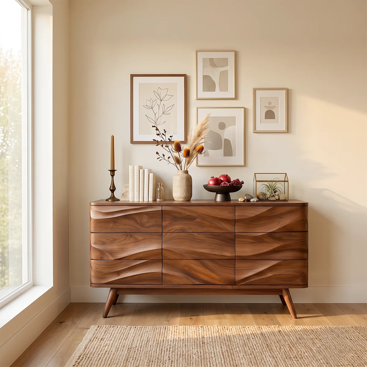 Sculptural Wave Sideboard with Concealed Storage | Modern Statement Storage Cabinet HG021-8RCI9CZ