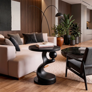 Modern Sculptural End Table | Round Accent Side Table with Artistic Pedestal Base HG021-7OXD7KY