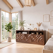 Sculptural Wave Sideboard with Open Display Shelves and Concealed Storage HG021-4OJM3KR