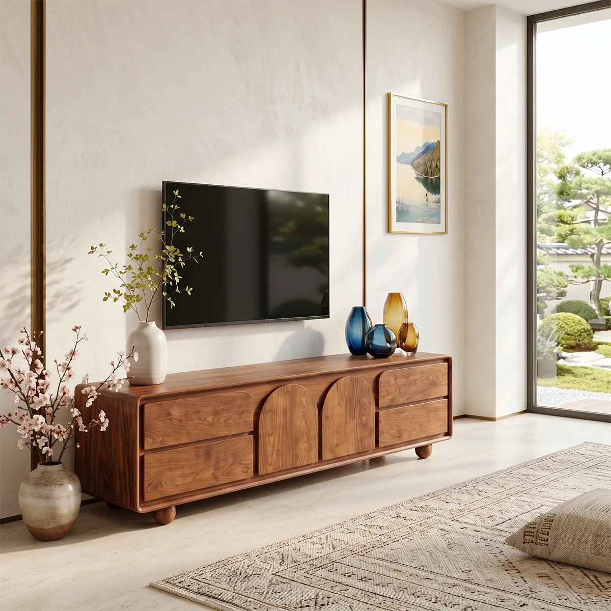 Arched Door Wood TV Stand with Storage | Modern Media Console HG021-8LBM2PX
