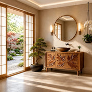 Botanical Leaf Bathroom Vanity with Sculpted Nature-Inspired Front HG021-9147