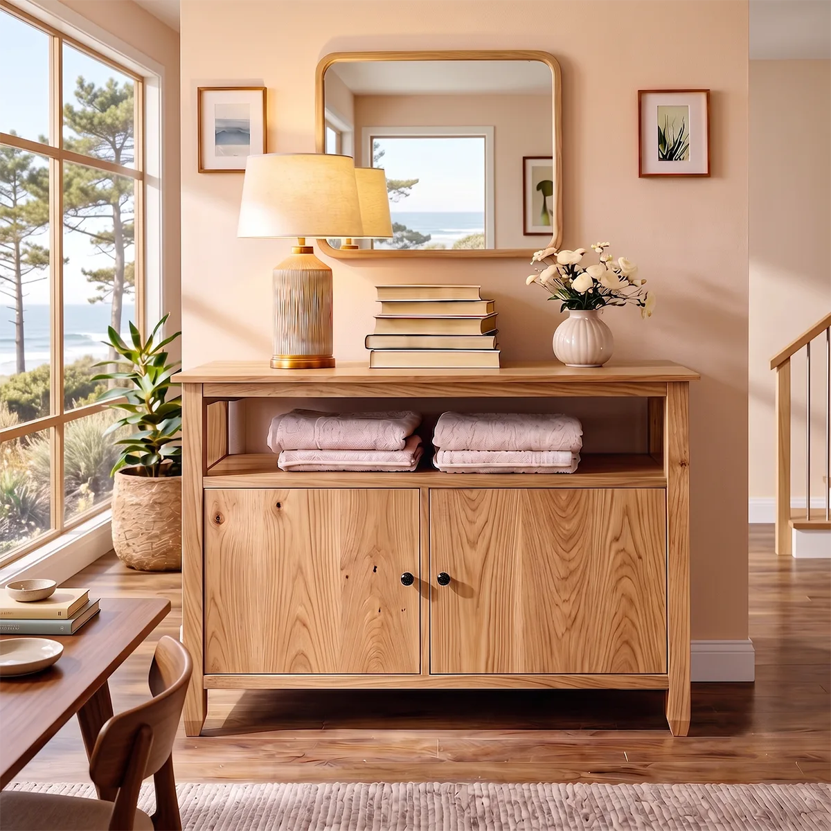 Modern Sideboard with 2 Cabinet Doors and Open Shelf | Versatile Storage Cabinet HG021-7GFQ9LV