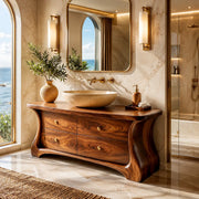 Modern Curved Bathroom Vanity with Four Drawers and Sculptural Silhouette HG021-4553