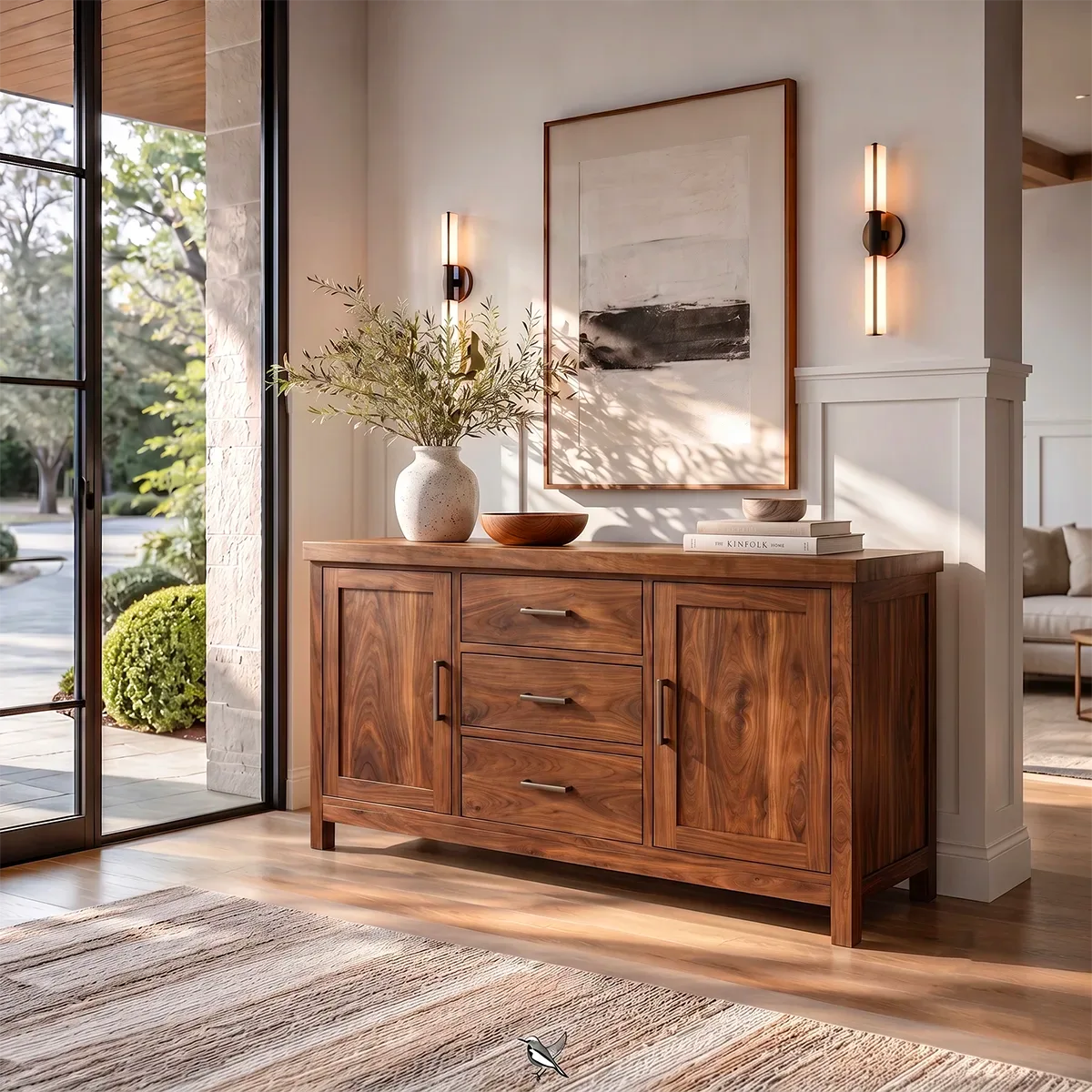 Modern Sideboard with 3 Drawers and 2 Cabinets | Spacious Dining Room Storage Cabinet HG021-5BXZ5UF