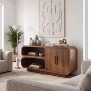 Modern Sideboard with 2 Open Shelves and 2 Cabinet Doors | Rounded Storage Cabinet HG021-6RWO4UC
