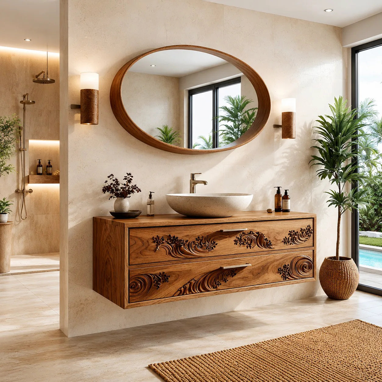 Floating Bathroom Vanity | Modern Decorative Wall Mounted Bathroom Cabinet HG021-2657