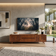 Fluted Arch Wood TV Stand with Drawers & Cabinets | Mid-Century Media Console HG021-6ZXL7DZ