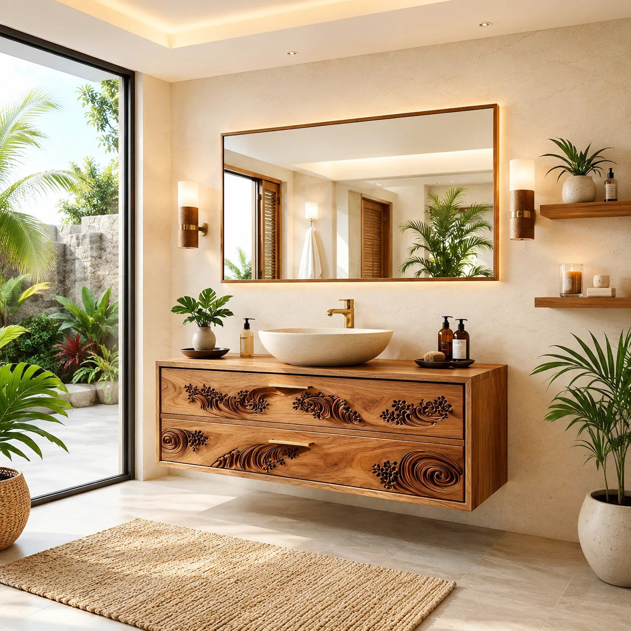 Floating Bathroom Vanity | Modern Decorative Wall Mounted Bathroom Cabinet HG021-2657