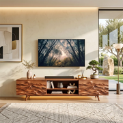 Modern Mountain Relief TV Stand | Contemporary Media Console with Sculpted Landscape Doors HG021-5KXU7XE