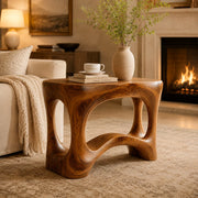 Modern Sculptural End Table | Organic Accent Side Table with Rounded Square Top HG021-3496