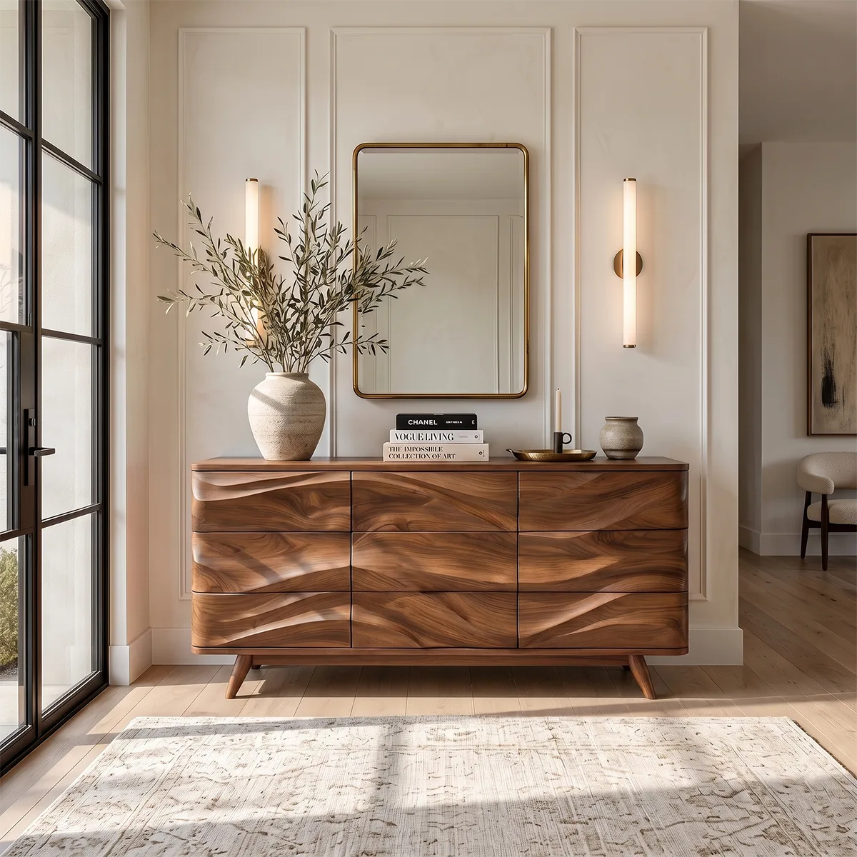 Sculptural Wave Sideboard with Concealed Storage | Modern Statement Storage Cabinet HG021-8RCI9CZ