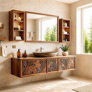 Carved Floating Bathroom Vanity | Modern Decorative Bathroom Cabinet HG021-7739