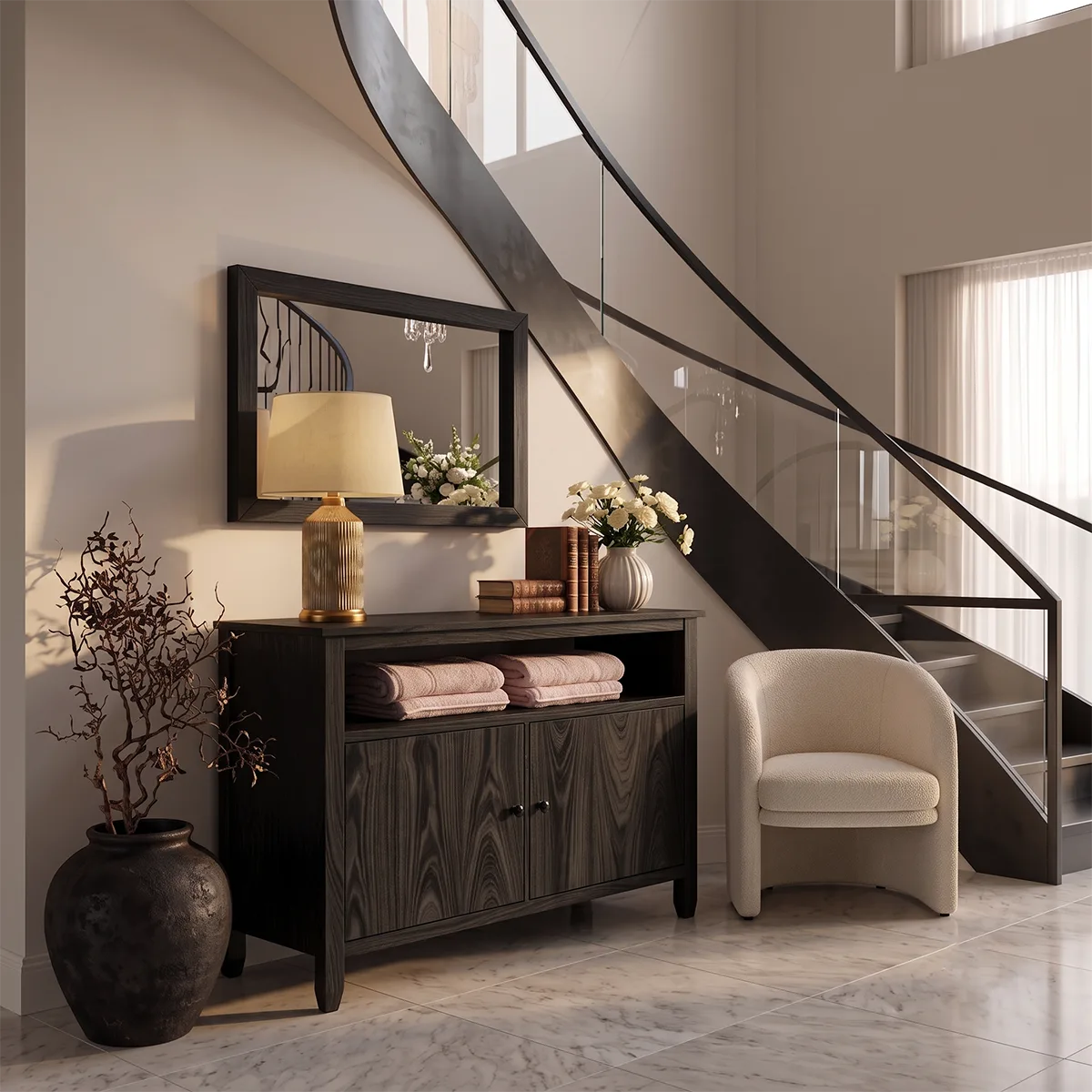 Modern Sideboard with 2 Cabinet Doors and Open Shelf | Versatile Storage Cabinet HG021-7GFQ9LV