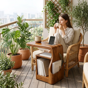 Modern Sofa End Table with Magazine Holder | C-Shaped Accent Table for Living Room HG021-3XHS8CE