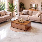 Fluted Coffee Table with 2 Storage Drawers | Modern Rectangular Center Table HG021-5QVK8NI