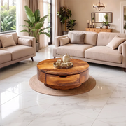 Round Coffee Table with Storage Drawer | Modern Low Profile Center Table HG021-2SOJ4AX