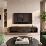 Modern Floating TV Stand | Wall Mounted Media Console with Drawers & Open Storage HG021-1OOU7ST