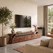 Modern Low Profile TV Stand | Contemporary Media Console with Hidden Storage HG021-6PMK2DQ