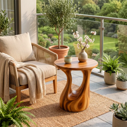 Sculptural Open Center Wood End Table | Round Organic Side Table TT006-8WHK6RP
